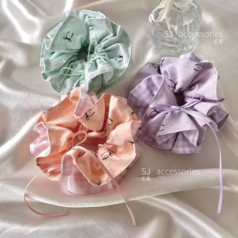 

Модная резинка для волос в клетку с бантом в стиле Ins для девочек, яркие цвета, милые резинки для хвоста, эластичная лента, новый модный аксессуар