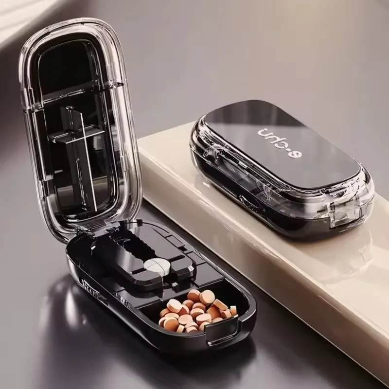 Pill Cutter With Invisible Storage Box Portable 2 In 1 Mini Drug Tablet Medicine Small Small Medicine Box Health Care Pills Case