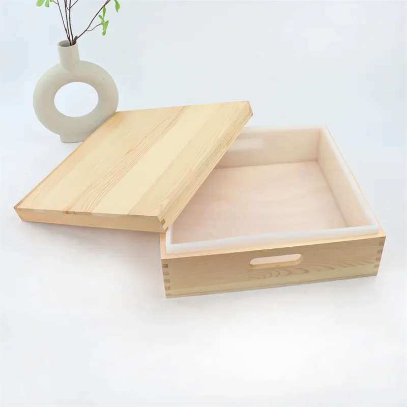 8L capacity silicone wooden box soap mold square 8kg manual refrigeration soap rendering tray with lid does not rise in stock