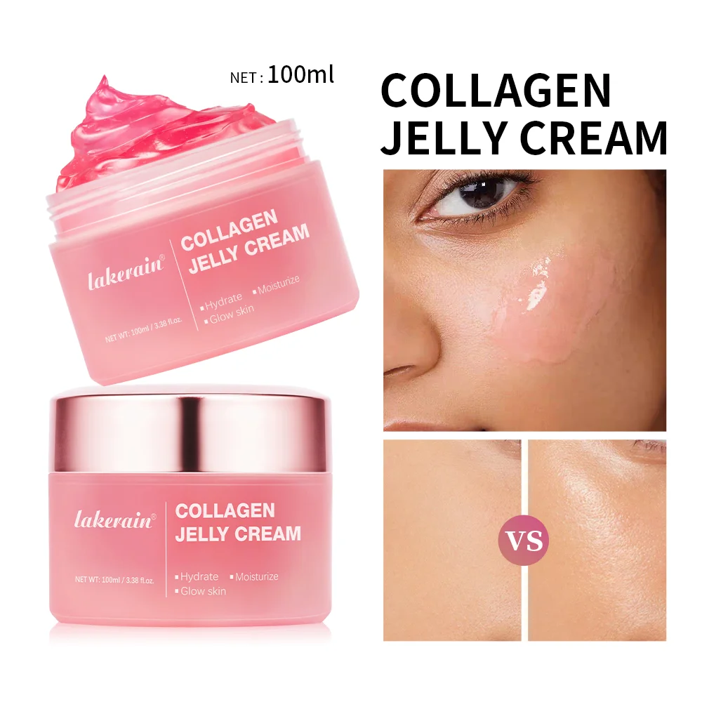 Collagen Jelly Cream Lifted Look Gives 24h Glow Tightening Soothing Moisturizing Anti-Aging Firmness Hydration Pink Gel 100ml