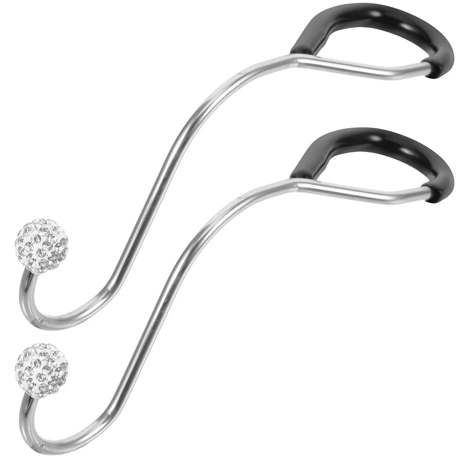 

2Pcs Car Headrest Hook Stainless Steel PVC Rhinestone Auto Seat Back Hook for Bags Clothes Handbags Car Organizer Accessories