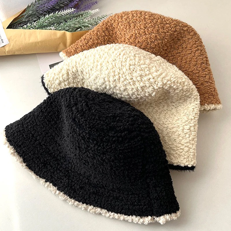 Winter Bucket Hat Breathable Colorblock Women\'s Hip Hop Cap Men Wool Foldable Bob Fisherman Hat Outdoor Travel Gorros Panama