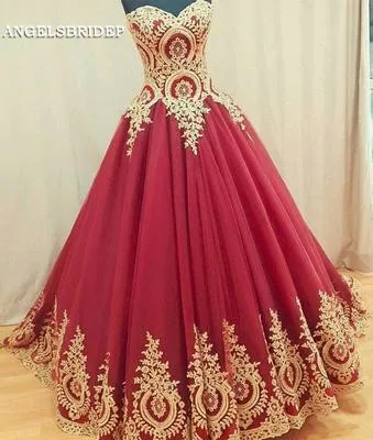 

ANGELSBRIDEP Burgundy Quinceanera Dresses Vestidos De 15 Anos Chearming Gold Applique Sweetheart Cinderella Birthday Gowns