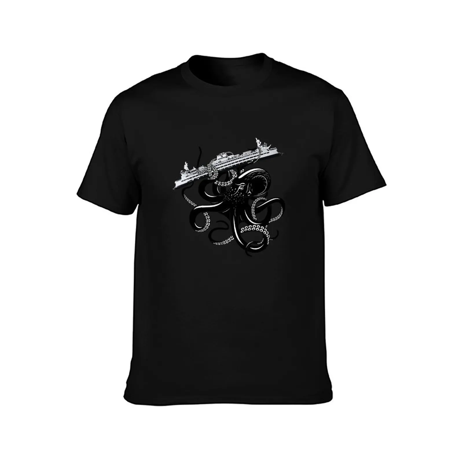 Octopus Attacks Washington Ferry T-Shirt Lightweight Sport Basic T-Shirt
