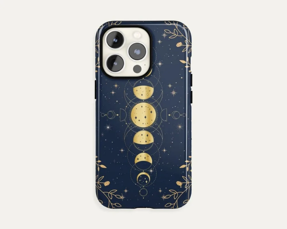 Moon Phases Celestial Phone Case For IPHONE 16 15PRO MAX 14 13 12 11 Acrylic TPU Two in one magnetic Phone Cases