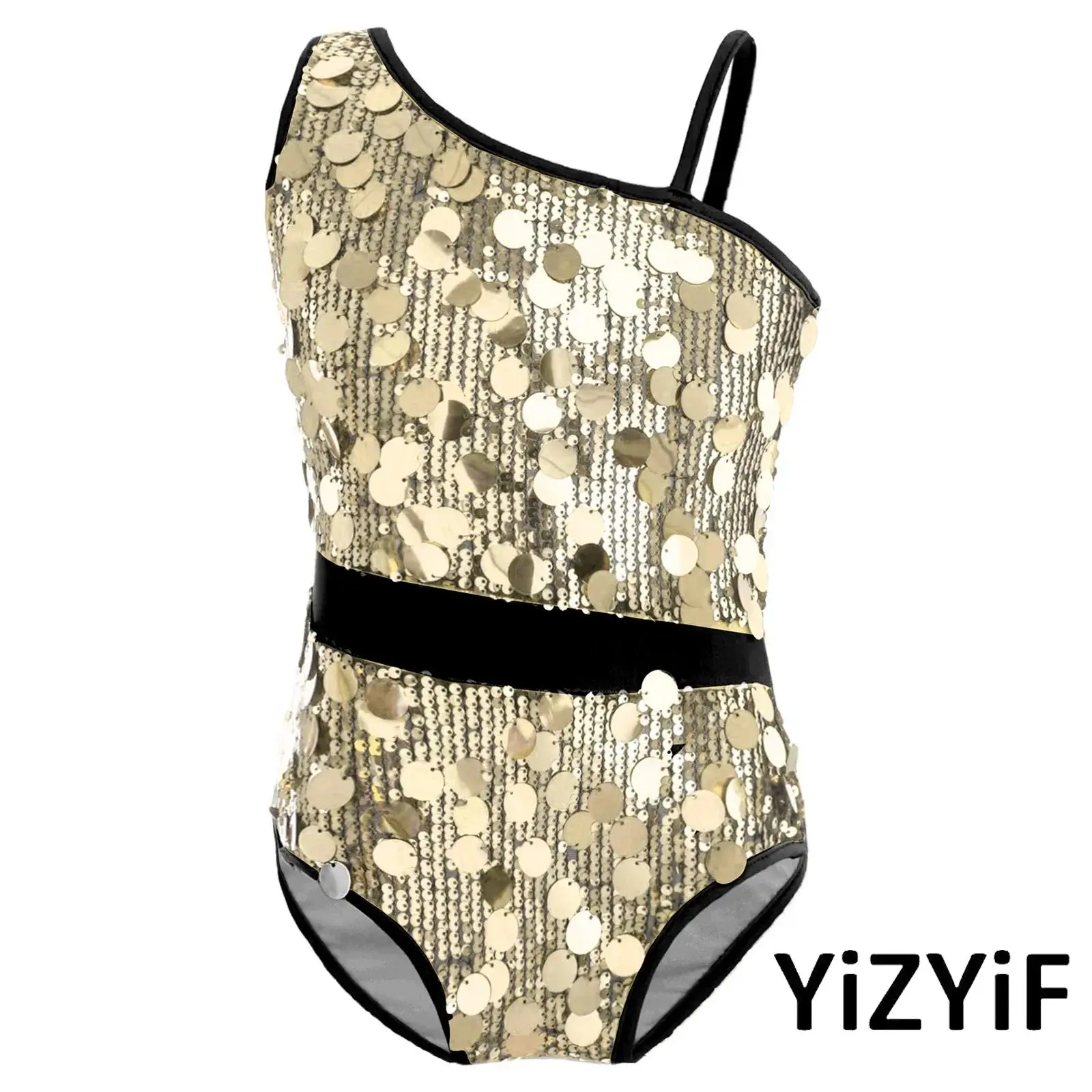 

Kids Girls Sparkly Sequins Gymnastic Jumpsuit Sleeveless Ballet Latin Dance Leotard Lyrical Bodysuit for Stage Dance Performance