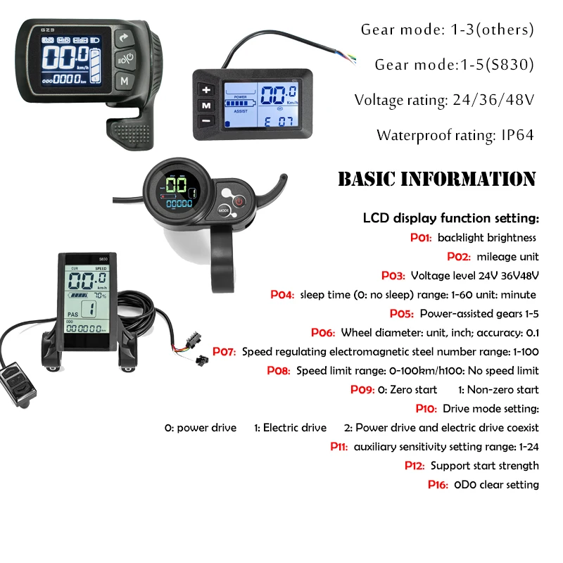 Ebike Brushless Controller Display 24V/36V /48V 500W Electric Bicycle Display Led Bike Display For Ebike  Conversion Kit