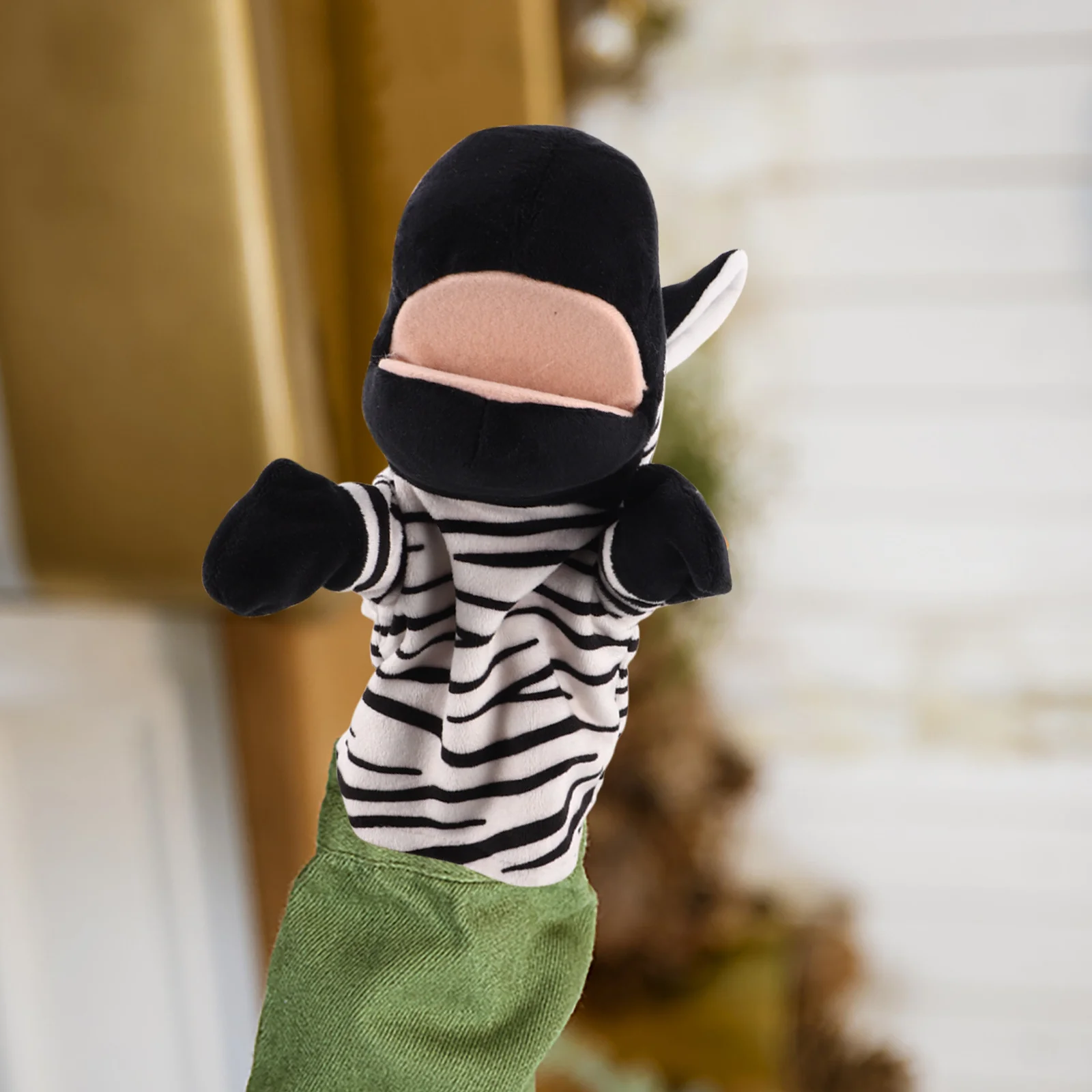 Tierhand, niedliches Zebra für Kinder, Eltern-Kind-Interaktion, Geschichtenerzählen, Mundöffnung, Design, Handpuppe, Familie, Finger-Cartoon