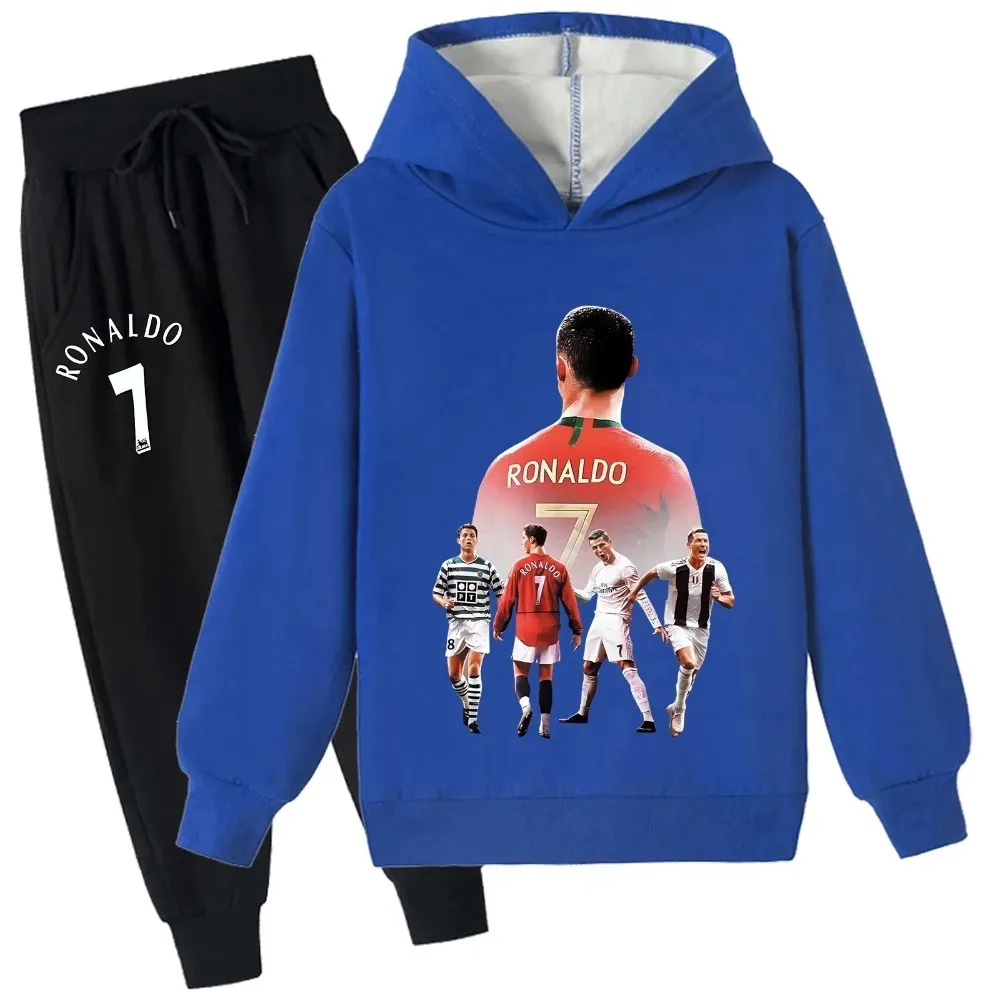 

Комплект из двух предметов: флисовая толстовка для подростков и брюки для бега, толстые пуловеры C_Cristiano Rona-ldos, удобные топы для детей от 2 до 14 лет