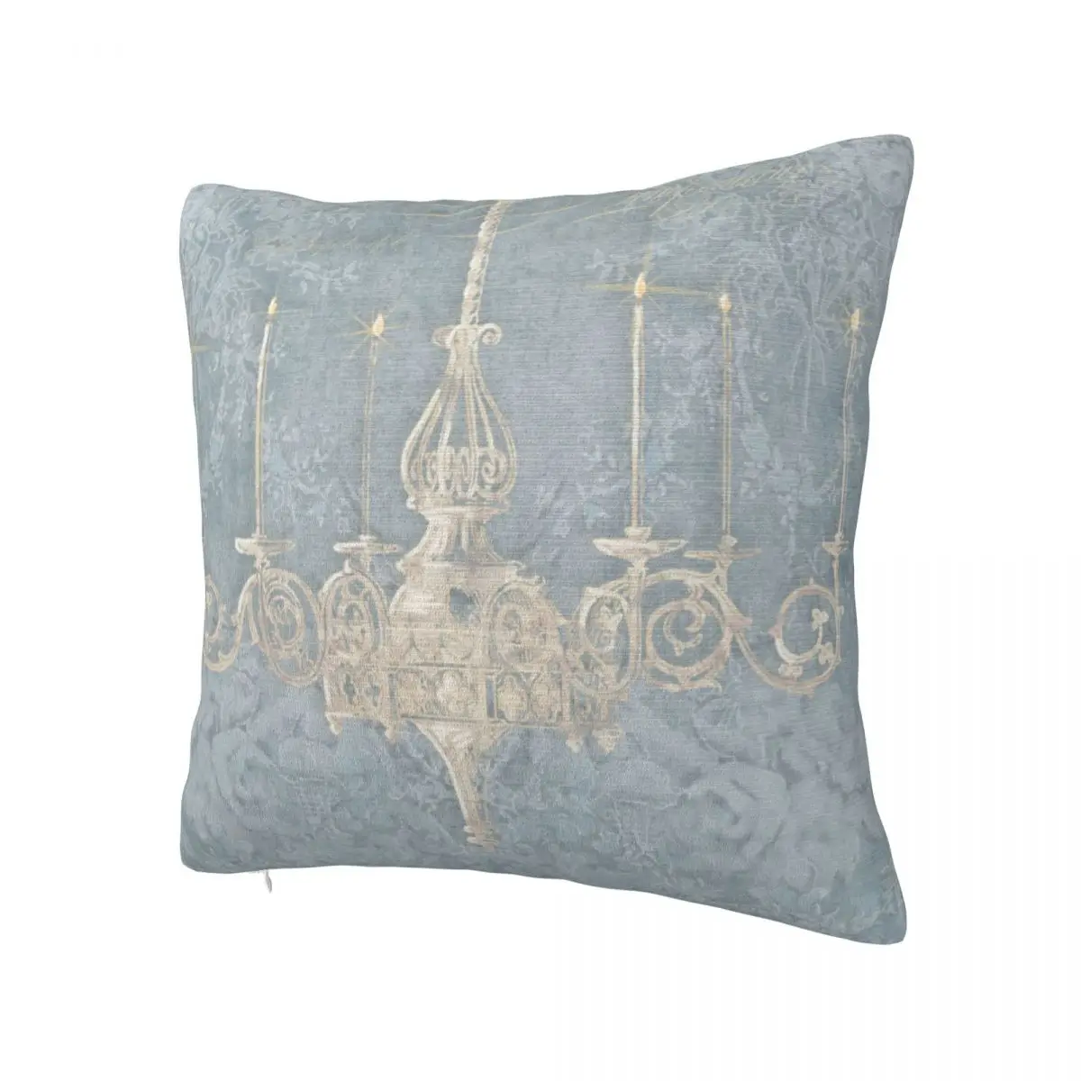 Parisian French Blue White Chandelier Floral Art Pillowcase Printed Cushion Cover Decoration Antique Pillow Case Cover Car