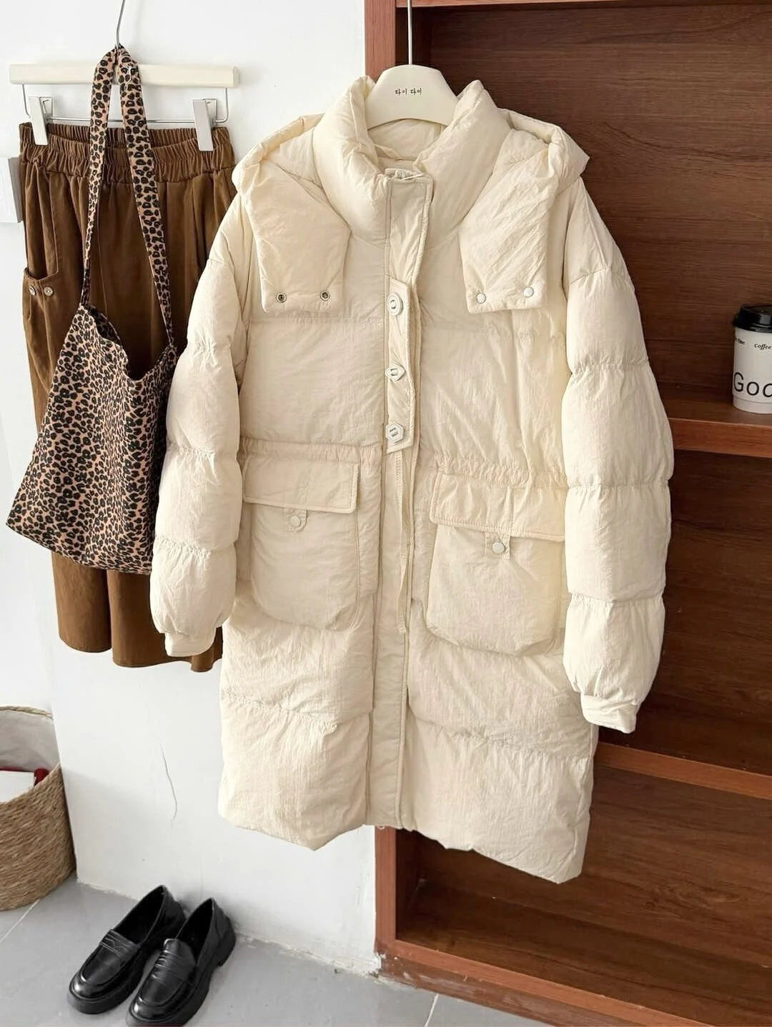 

Long Hooded down Jaet Women Winter aron Color Warmth Bread Sle Button Slimming Casual Straight Cut Eco-Friendly Padded...