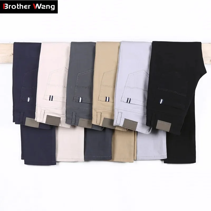 

Color 6 Casual Pants Men 2024 Spring New Business Fashion Elastic Straigh Trousers Male Brand Gray White Khaki Navy