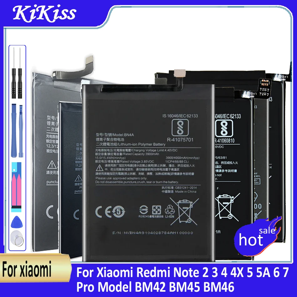 Battery For Xiaomi Redmi Note 2 3 4 4X 5 5A 6 7 Pro Model BM42 BM45 BM46 BN31 BN41 BN43 BN45 BN48 BN4A BM 46 BN 31 41 43 45 48