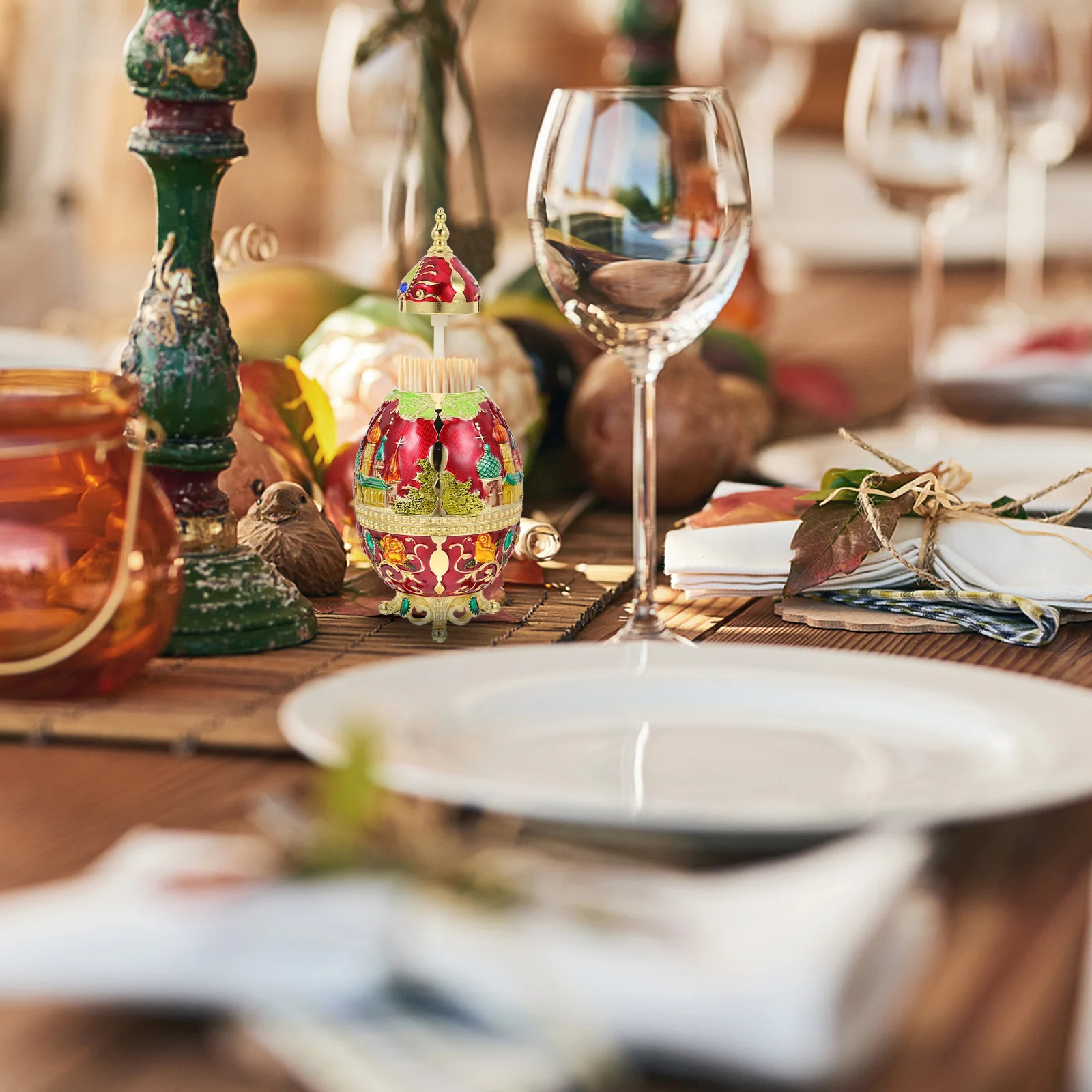 

Unique Pointed Top Design Toothpick Dispenser Automatic Container Elegant Home Living Room Accessory