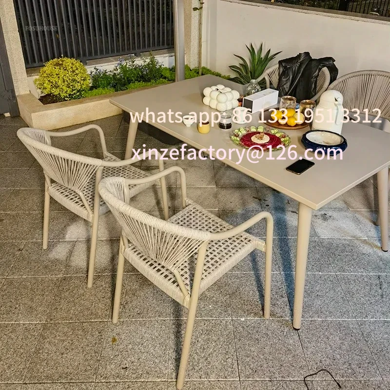 

Customizable Courtyard Outdoor Garden Chairs Leisure Dining Chair Aluminum Alloy Rope Chairs Villa Garden