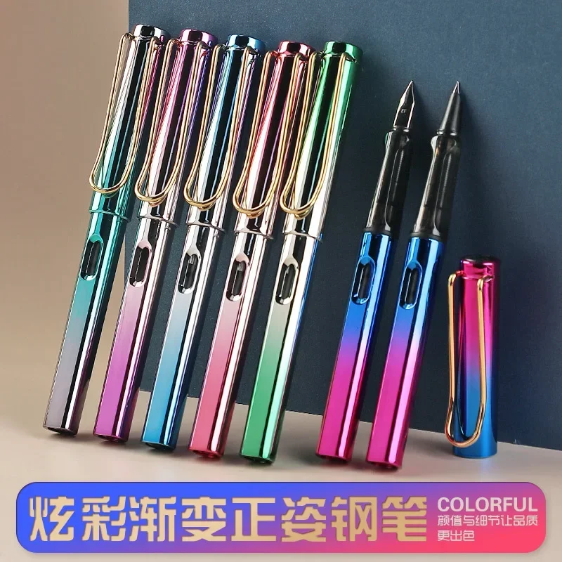 A 30PCS New Plastic Electroplated Gradient Pen Student Office Calligraphy Training Class Writing Pen