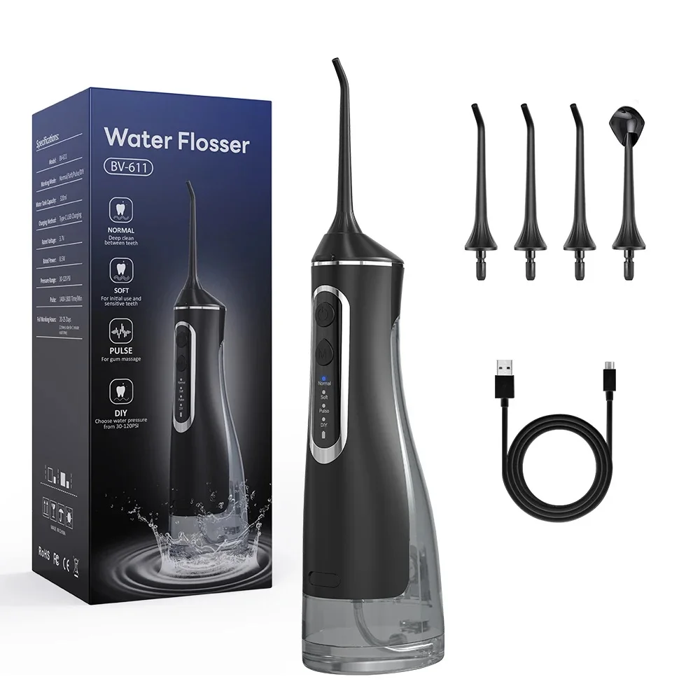 

Water Dental Flosser Cordless for Teeth Cleaning,4 Modes Oral Irrigator 320ML Braces Flossers Cleaner Rechargeable Portable IPX7