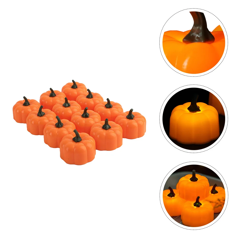 

24 Pcs Velvet Pumpkin Light Decorative Lamps Dining Table Electric Vintage Orange Pp