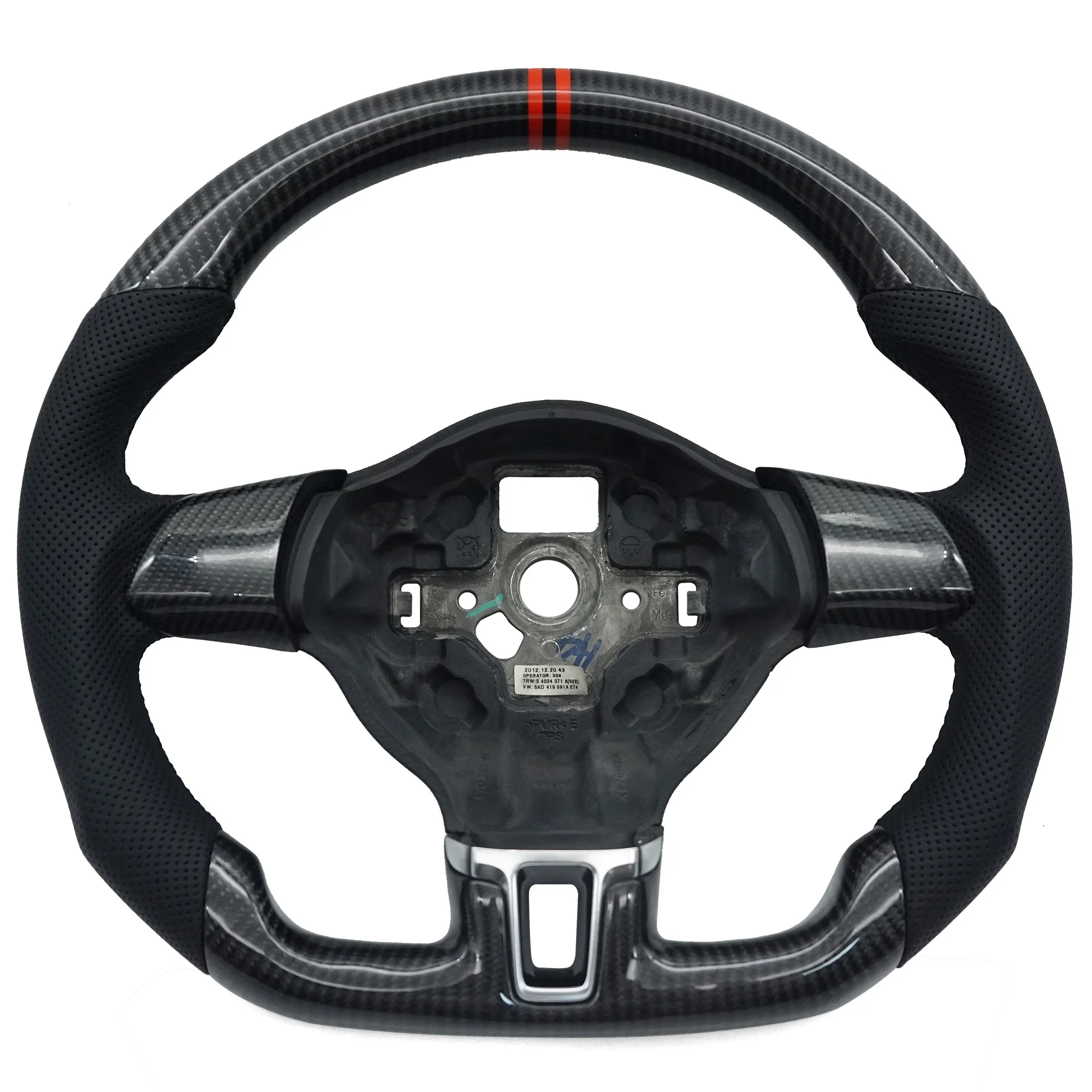 For VW Golf MK6 custom carbon fiber Semi-perforated leather steering wheel with Carbon fiber button frame