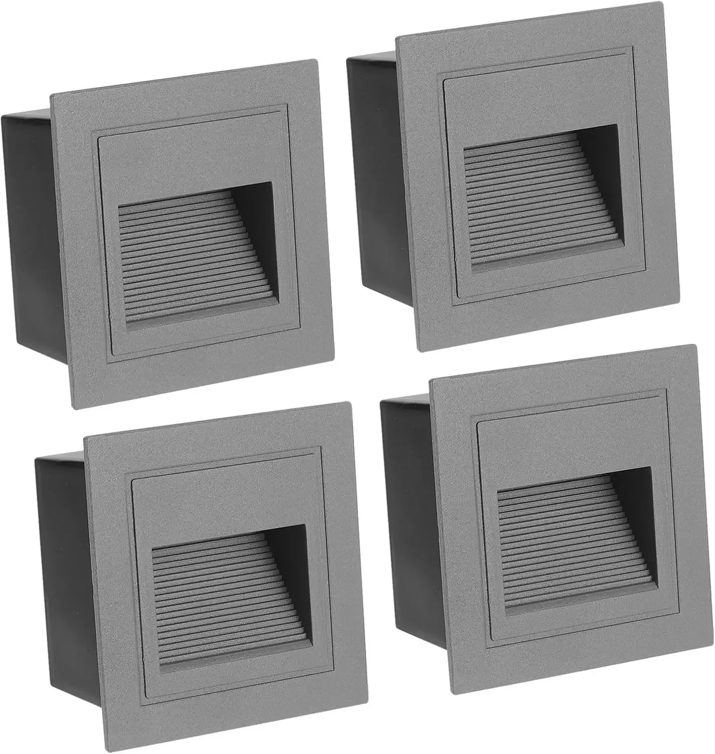 4 Pack LED Step Light 3W 220V/12V Recessed Stair Lighting Aluminum Waterproof Indoor Outdoor Black Shell Stairway Lights