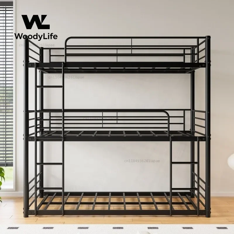 Double Size Metal Frame Triple Bunk Bed Boys Hotel School or Apartment Stock