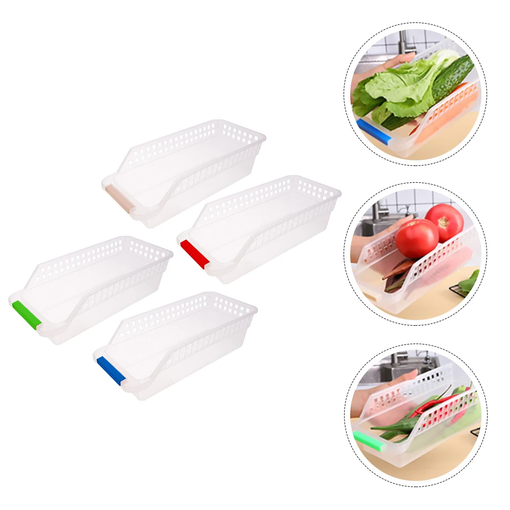 

4 pcs Plastic Storage Basket Drawer Style Strong Ventilation Home Desktop Organizer For Fruits Drinks Storage Container