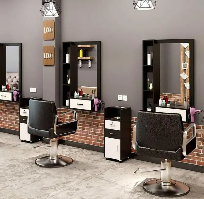 Barber shop mirror platform net red hair salon integrated mirror cabinet hair salon mirror hot dyeing special mirror