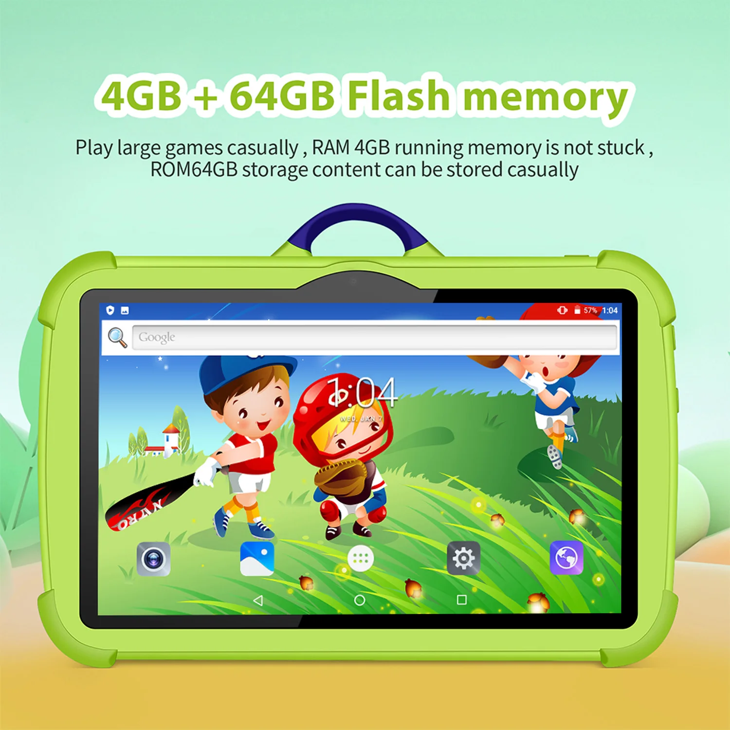 Tableta de 7 pulgadas con WiFi 5G para niños, Tablet Pc con ocho núcleos, versión Google, 4GB de RAM, 64GB de ROM, cámaras de doble arco, regalo para niños