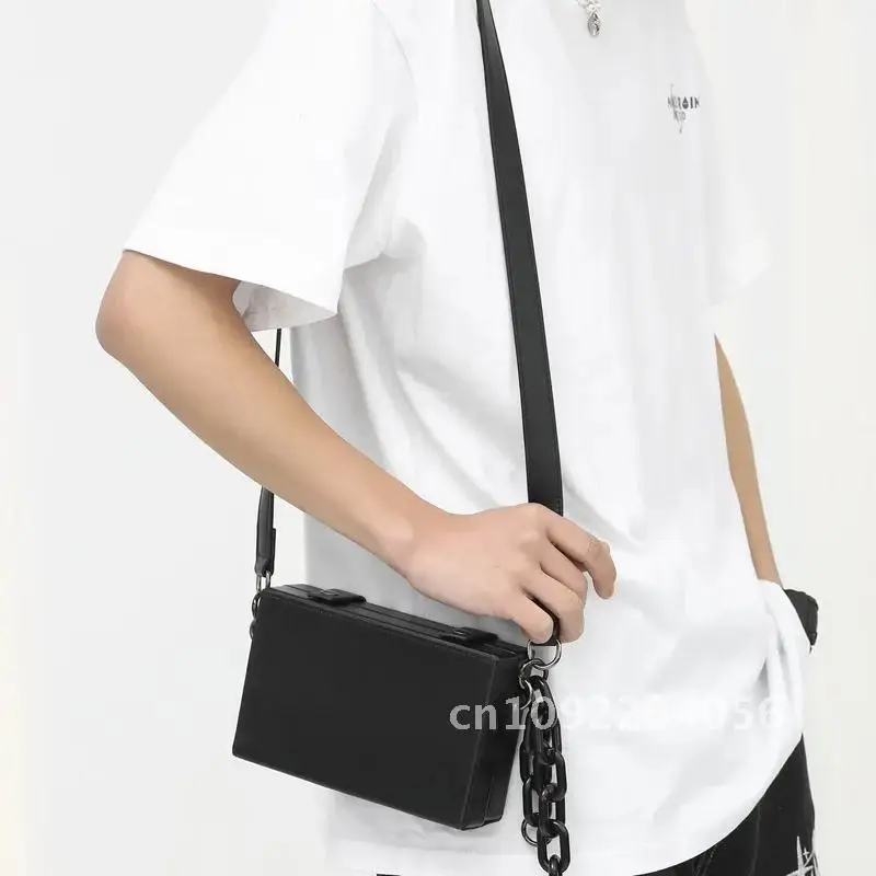 Man Small Box Shape Shoulder Crossbody Bags Pu Leather Designer Purse Mini 2022 Woman New Bag Fashion Handbag Chain Messenger