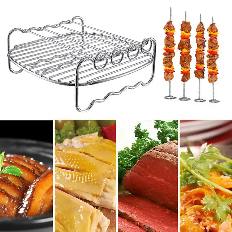 Air Fryer Accessories Stainless Steel Cooking Steaming Racks AirFryer Grill Food Rack Roasting Steamer Airfryer Kitchen Tools