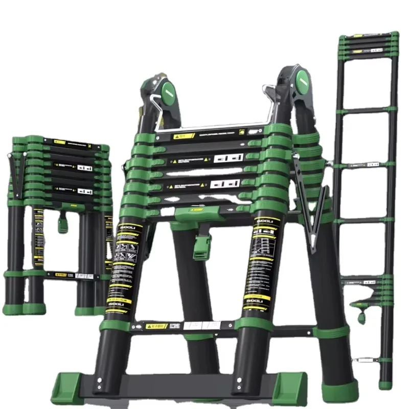 Telescopic Folding Ladder Extended Aluminum Alloy Herringbone Ladder Portable Multi-purpose Ladder Rack