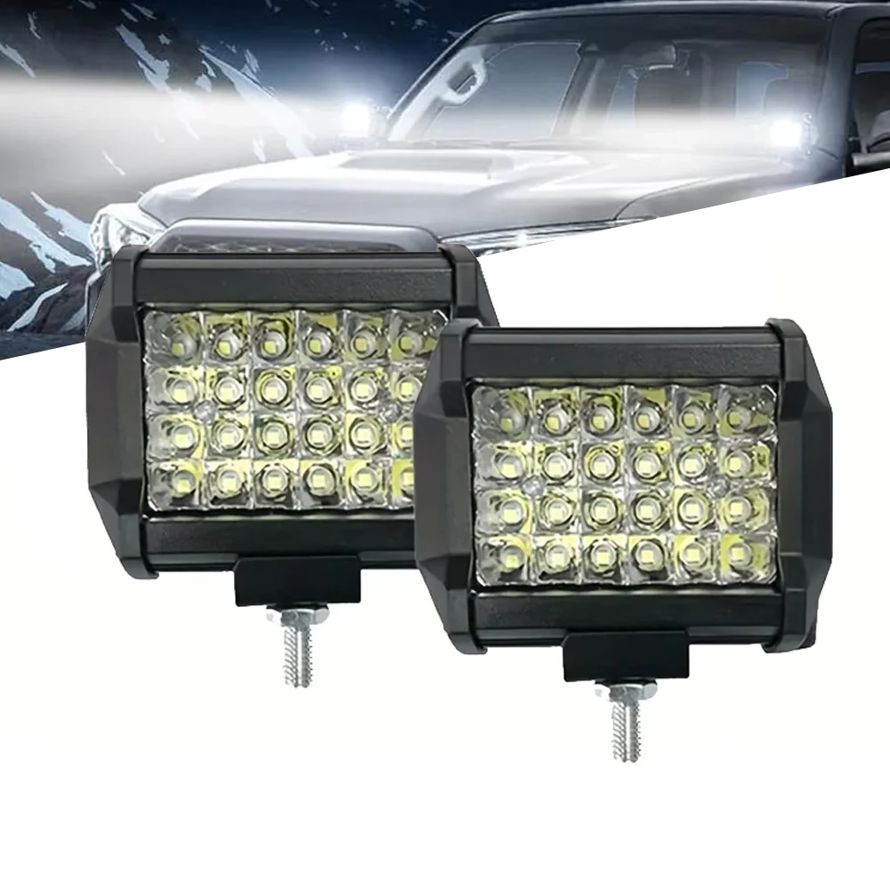 2pcs 72W Work Light Car LED Bar 4x4 24 LED Bar For Offroad SUV ATV Tractor Boat Trucks Excavator Combo Beam light Universal