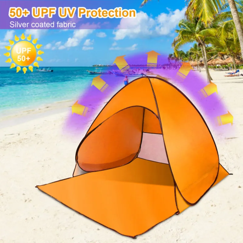 

Pop Up Sunshade UV Protection Automatic Waterproof Tent 2/3 Person With Mesh Window Storage Bag Suitable For Outdoor Beach