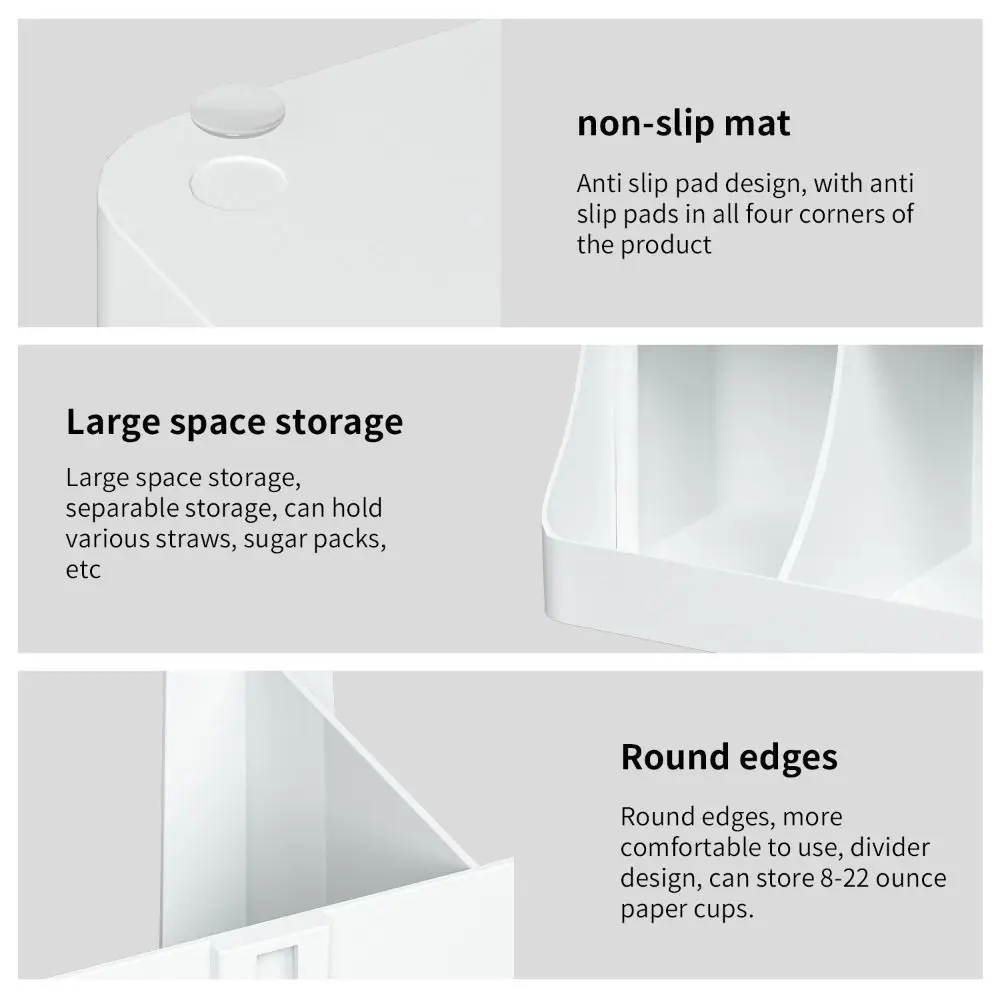 6 Compartments Upright Paper Cup Dispenser Space Saving Multi-Functional Cup Organizer Rack Stackable Stable Bar Cup Storage