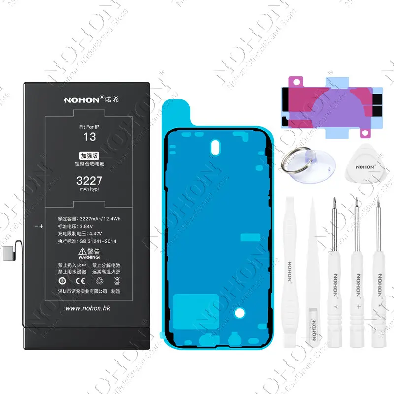 NOHON 3227mAh Battery for iPhone 13 Pro Max Mobile Phone Bateria for IPhone 11 12 Mini High Capacity Replacement Battery