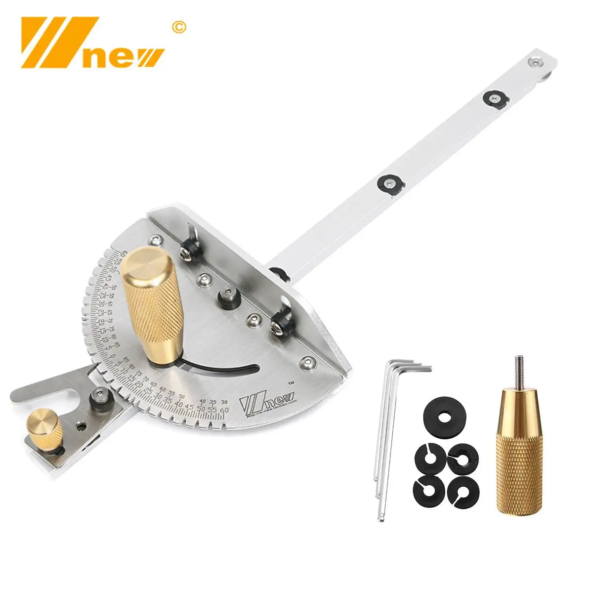 

Wnew Upgraded Miter Gauge Brass Handle Table Saw Router Miter Gauge Sawing Assembly Ruler M6 Screw 450mm Length Fit for T-track