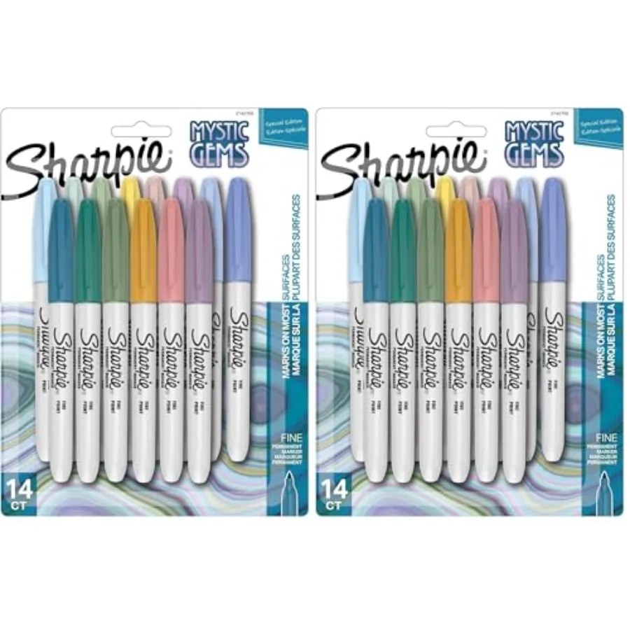 

Permanent Markers Fine Point Featuring Mystic Gem Color Markers Assorted 14 Count Pack of 2