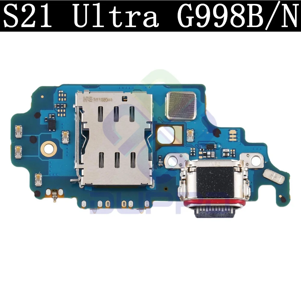 Top Ear Loud Speaker SIM Card Charging Port Board For Samsung S21 Ultra 5G Power Volume Signal Antenna Motherboard Main Flex