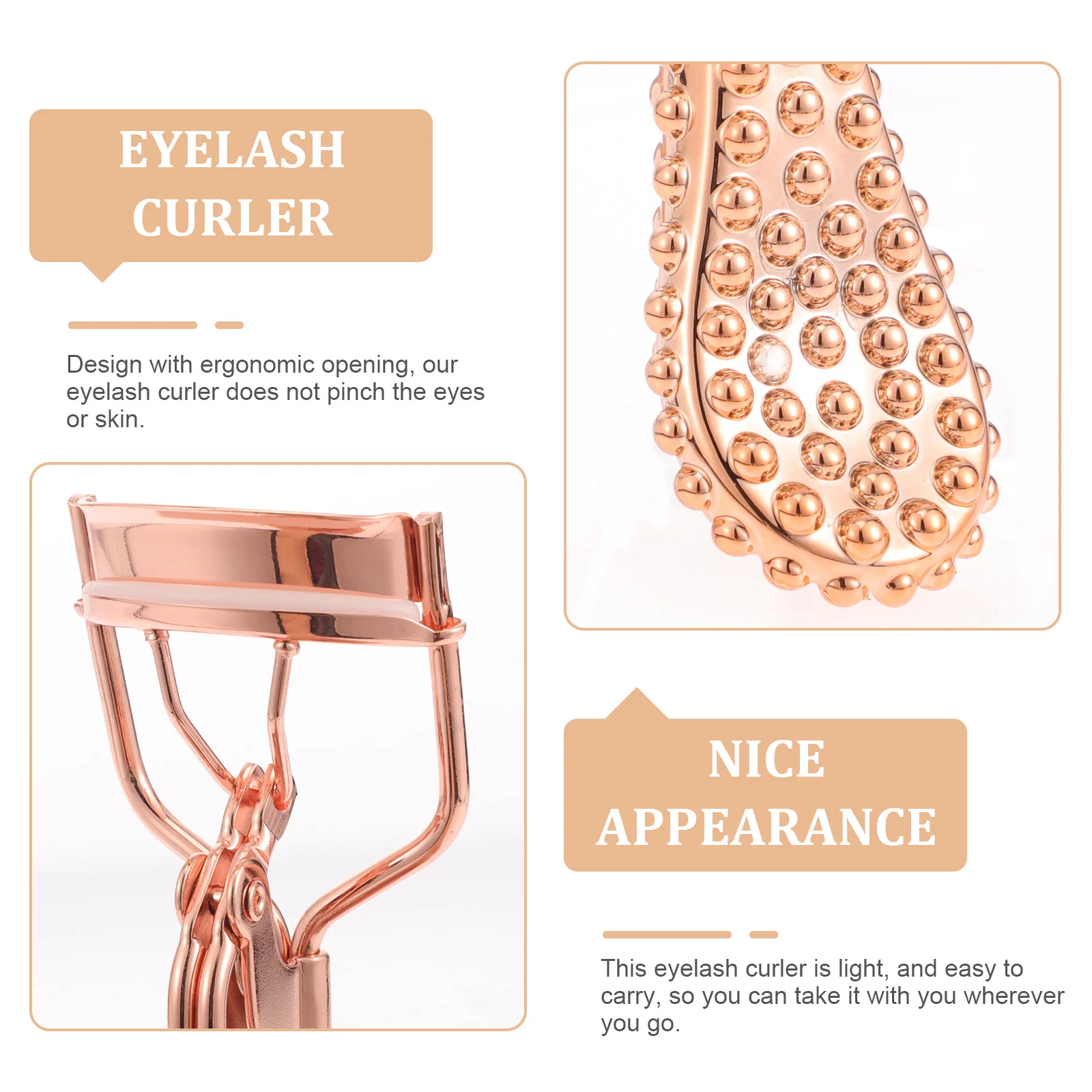 Eyelash Curler Rose Gold Pineapple Handle Curved Design No Pinch Portable Makeup Tool lash curler eyelash clamps eyelash curling