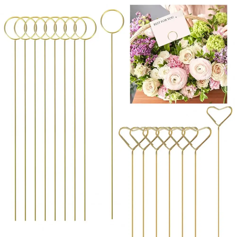 20Pcs Flower Arrangement Card Holder Heart Round Shape Table Number Holder Flower Pick Clips Wedding Decor Photo Clip Holder