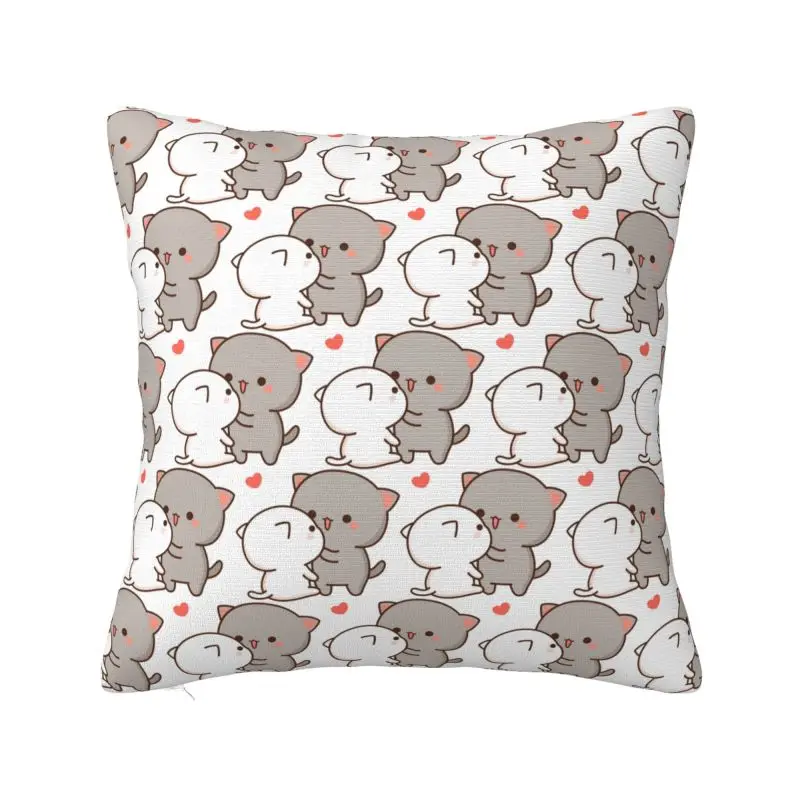 

Custom Peach And Goma Pillow Home Decoration Cartoon Couple Mochi Cat Nordic Cushion Cover Velvet Pillowcase