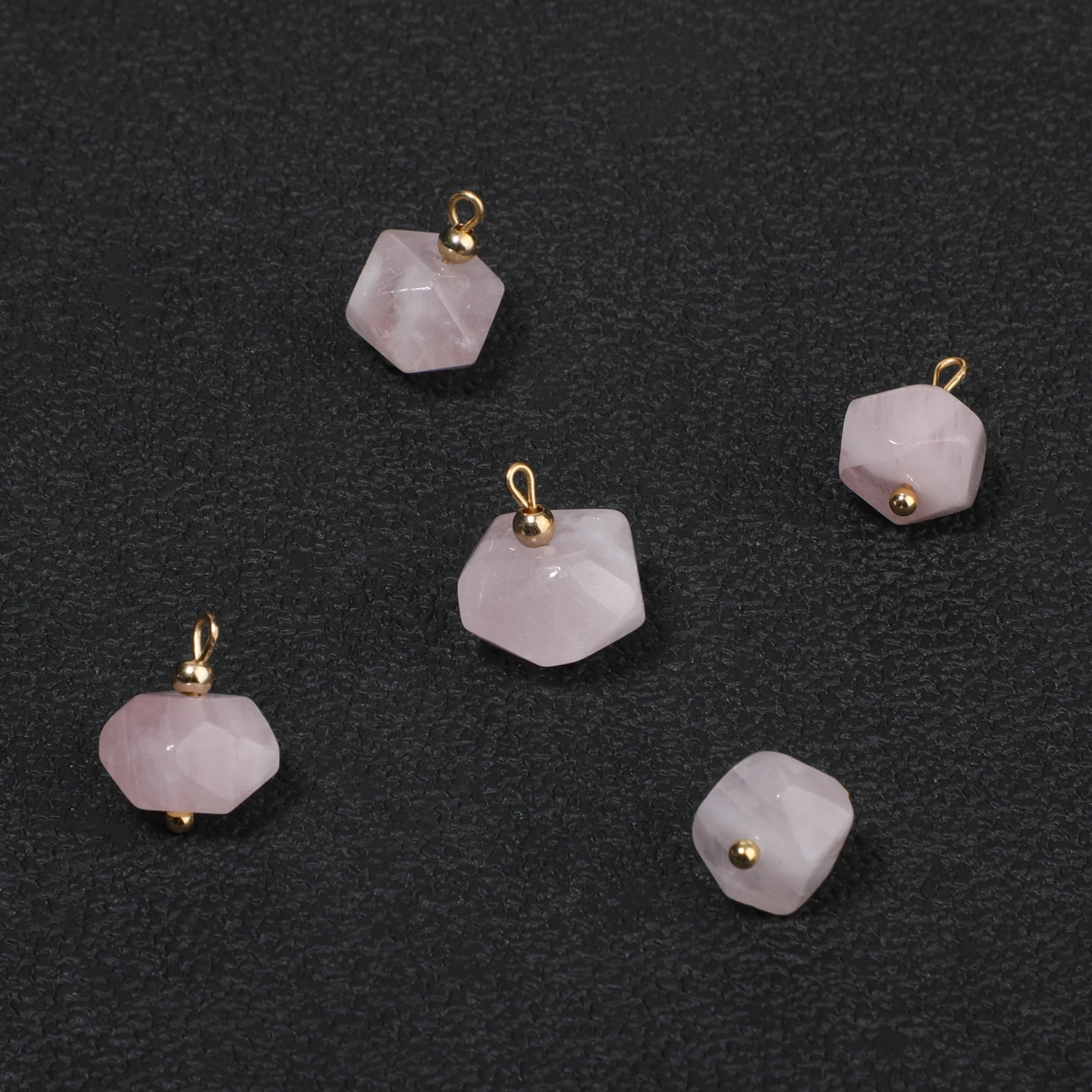5PCS Natural Stone Polygon Semi-precious Pendant Charms