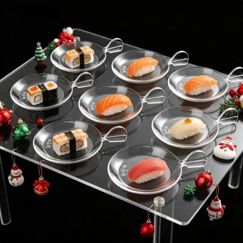 (10PCS Transparent Disposable Fishtail Dessert Plate Hard Crush Resistant Thickened Plastic Party Appetizers Dipping Dish)
