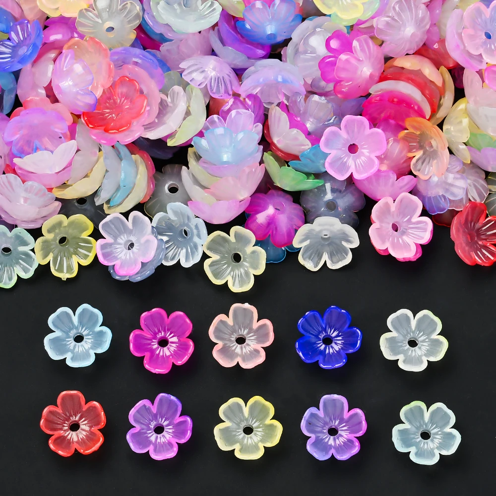 600 Stück Transparente Bunte Acryl-Blumenperlen Blumen-Abstandhalterperlen für DIY Schmuckherstellung Perlenarmband Halskette Zubehör – Detail 11