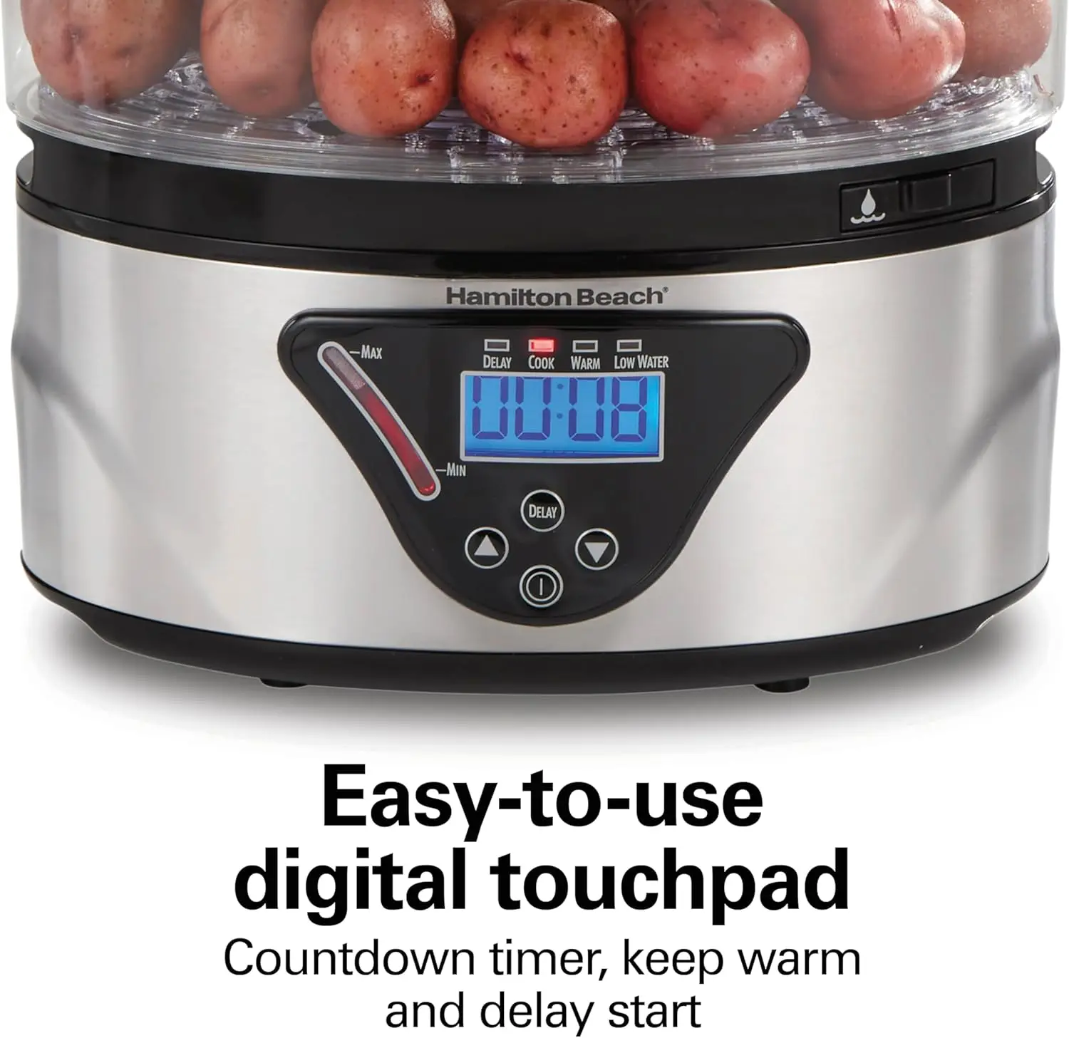 جهاز طهي الطعام بالبخار الكهربائي الرقمي وجهاز طبخ الأرز لطهي سريع وصحي للخضروات والمأكولات البحرية، قابل للتكديس #4