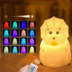 Led bonito dinossauro noite luz mudando cor toque lâmpada da noite usb controle remoto candeeiro de mesa crianças bebê dormir quarto presentes