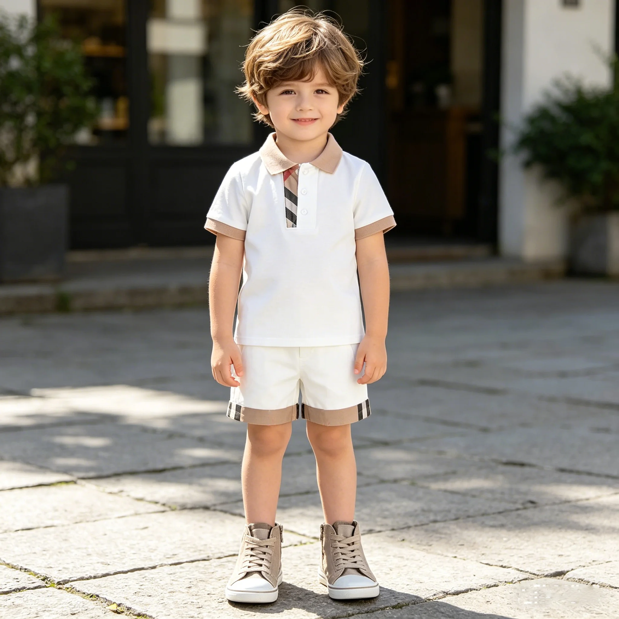 

Children's Solid Color POLO Shirt Boy Handsome Fashion Sports Short Sleeved T-shirt Lapel Casual Comfortable Summer 1 To 10 Yrs