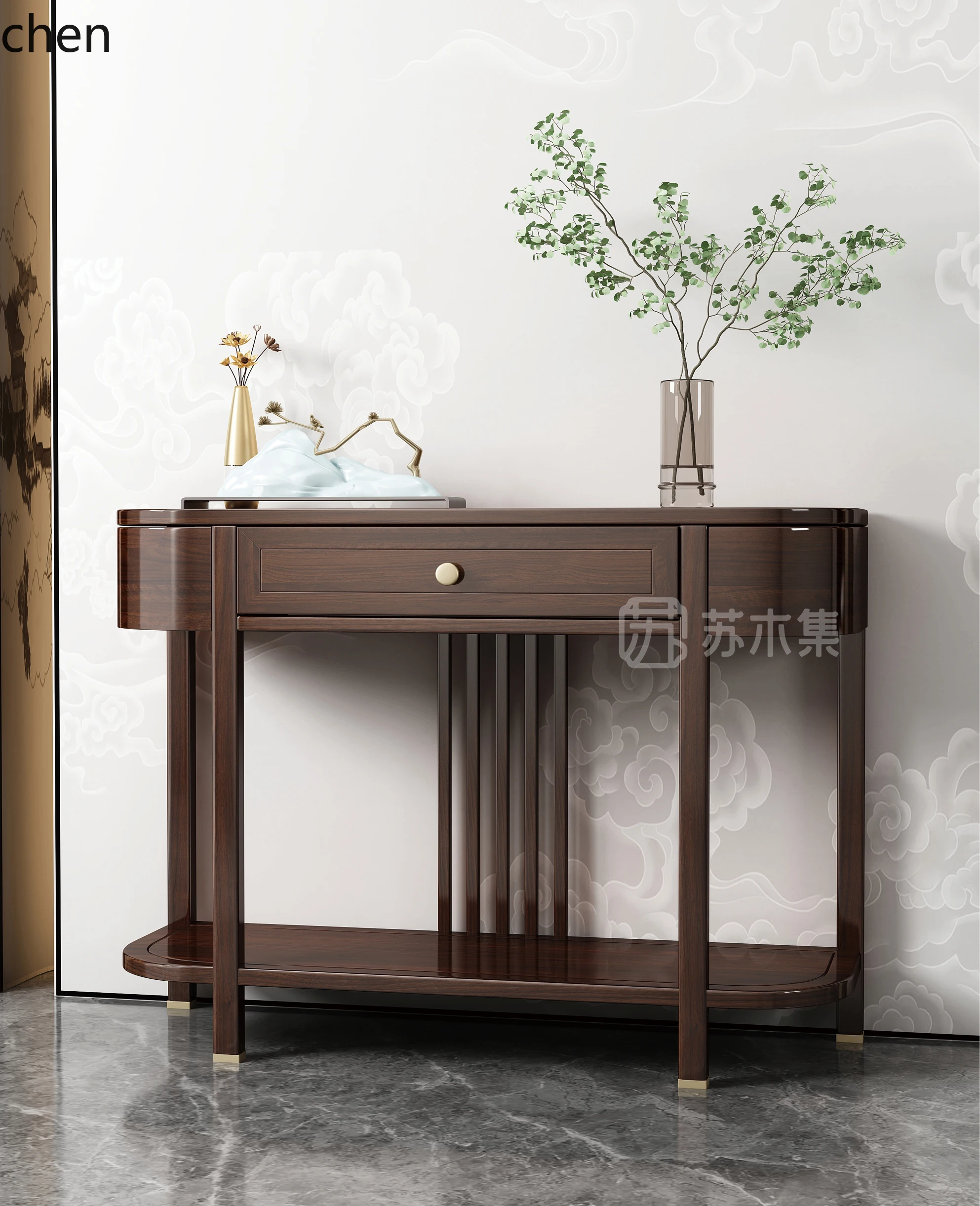 

HXL Entrance Cabinet Solid Wood Semi-Circular Entrance Table Opposite Door Offering Table Against Wall Narrow Hallway