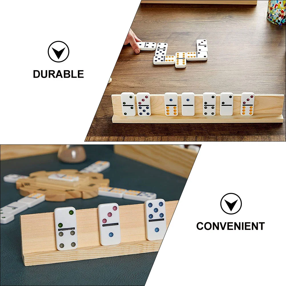 6 Pcs Domino Stand Multi-function Holders Displaying Wooden Bases Show Rack Dominoes Trays Crafts