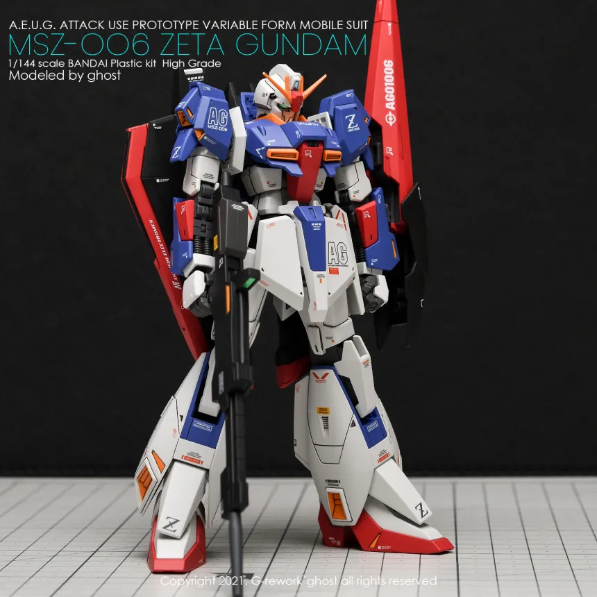 Jms Model Hg 1/144 Msz-006 Zeta Model Kit Assembly  Anime Cartnoon Action Figures Plastic Model Hobby Kid Toy Collectibles Gifts